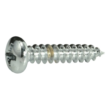 Midwest Fastener Sheet Metal Screw, #8 x 3/4 in, Chrome Plated Steel Pan Head Phillips Drive, 10 PK 34685